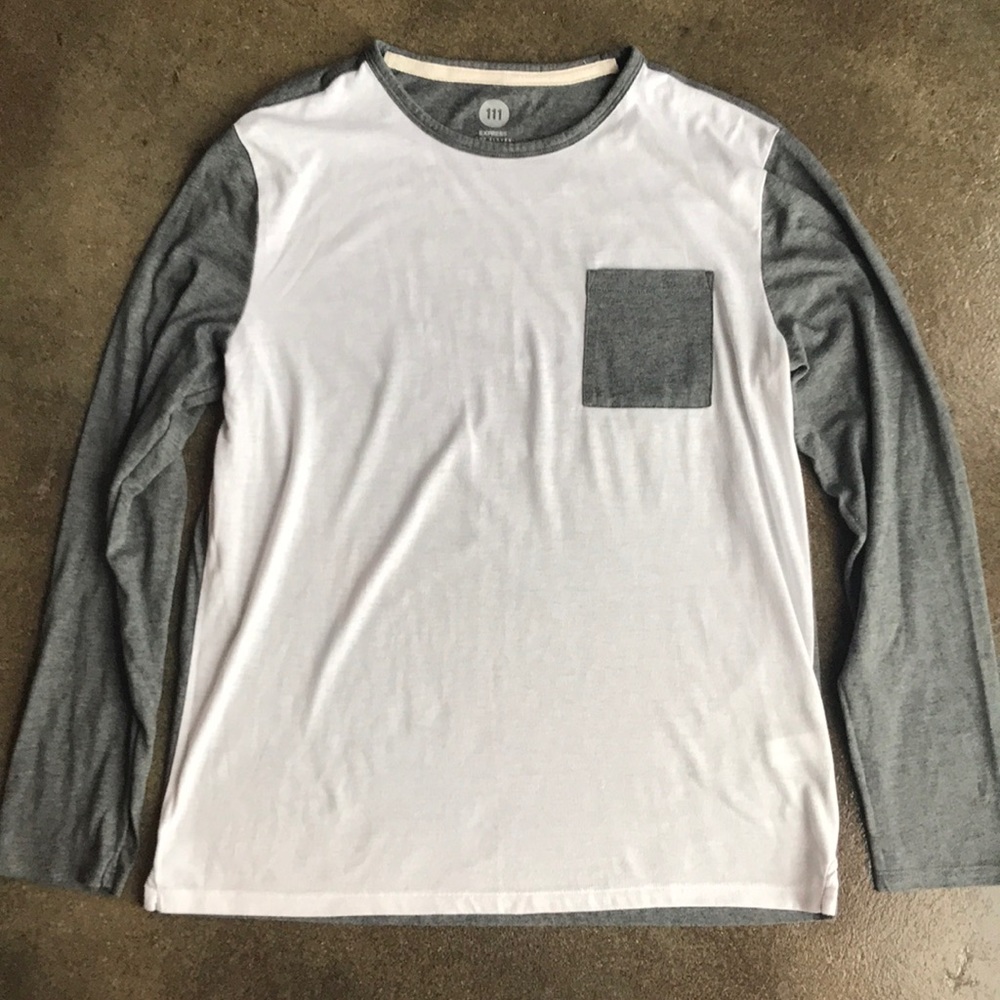 Men's Express Gray & White Baseball T